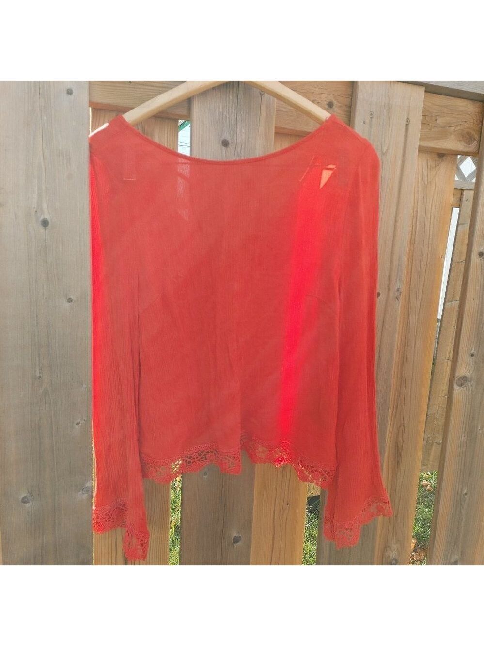 H&M X Coachella Official Collection Red Boho Top Flare Sleeve Size Small